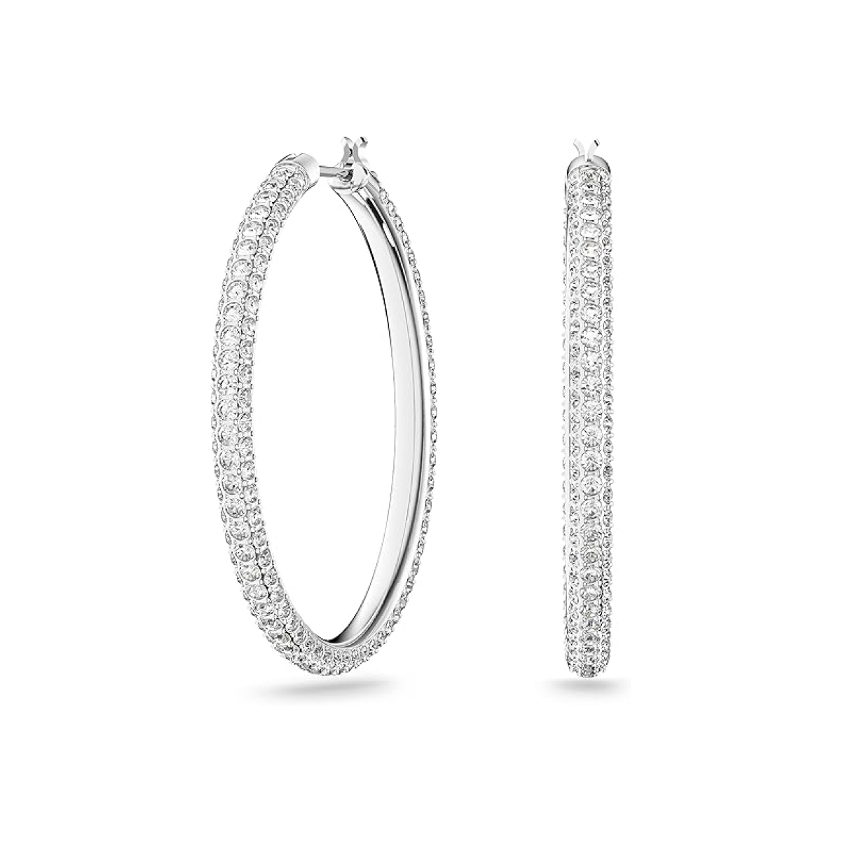 Dextera hoop earrings Pavé, Large, White