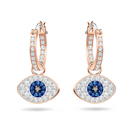 Symbolica hoop earrings Evil eye, Blue, Rose gold-tone plated