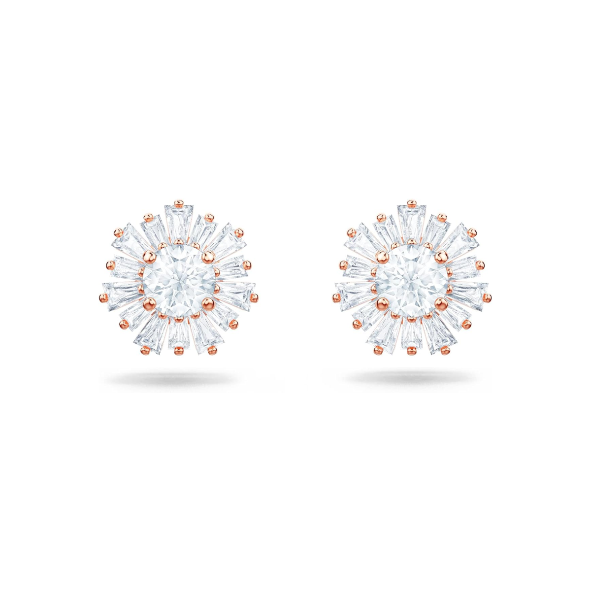 Idyllia stud earrings Mixed cuts, Sun, White, Rose gold-tone plated