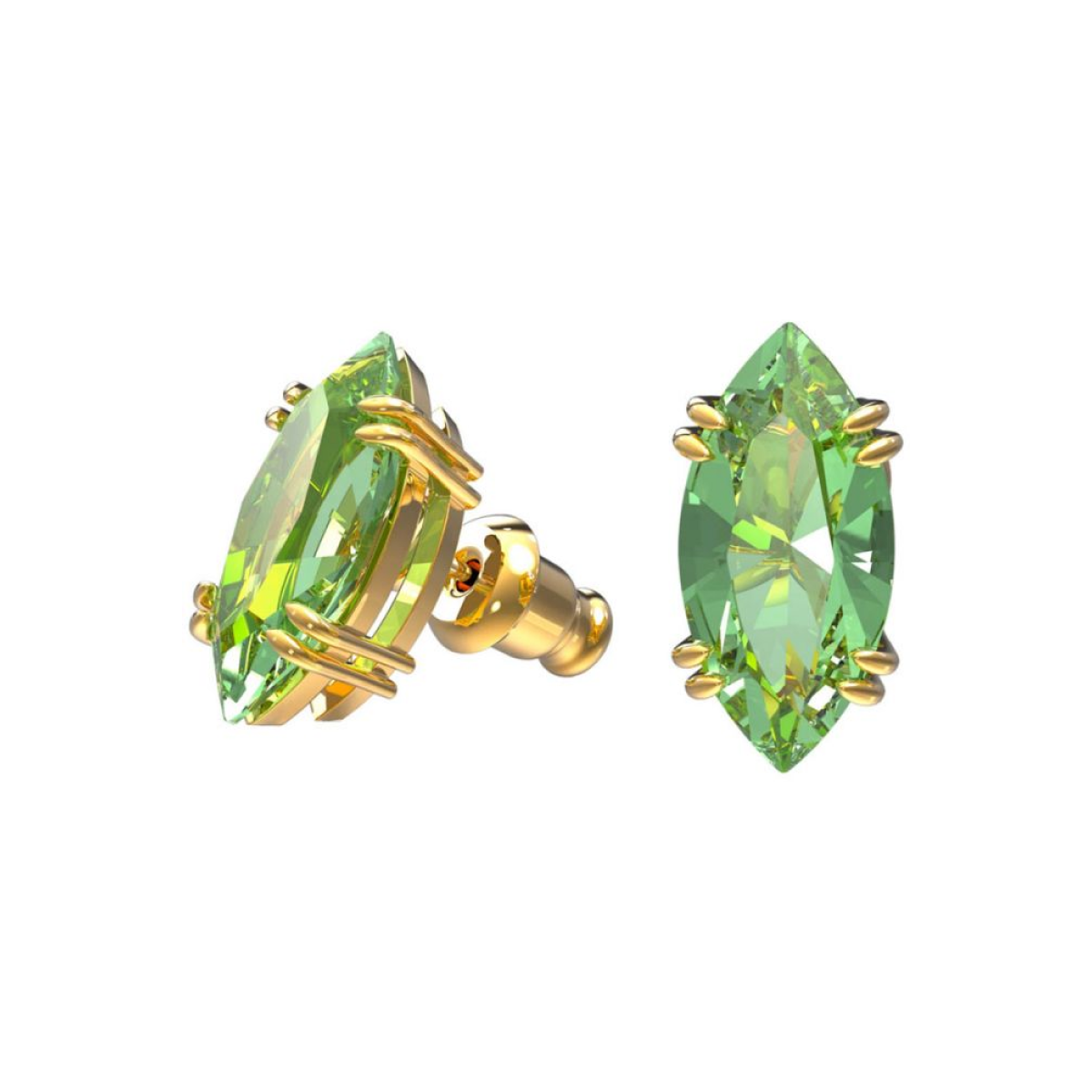 Gema stud earrings Green, Gold-tone plated