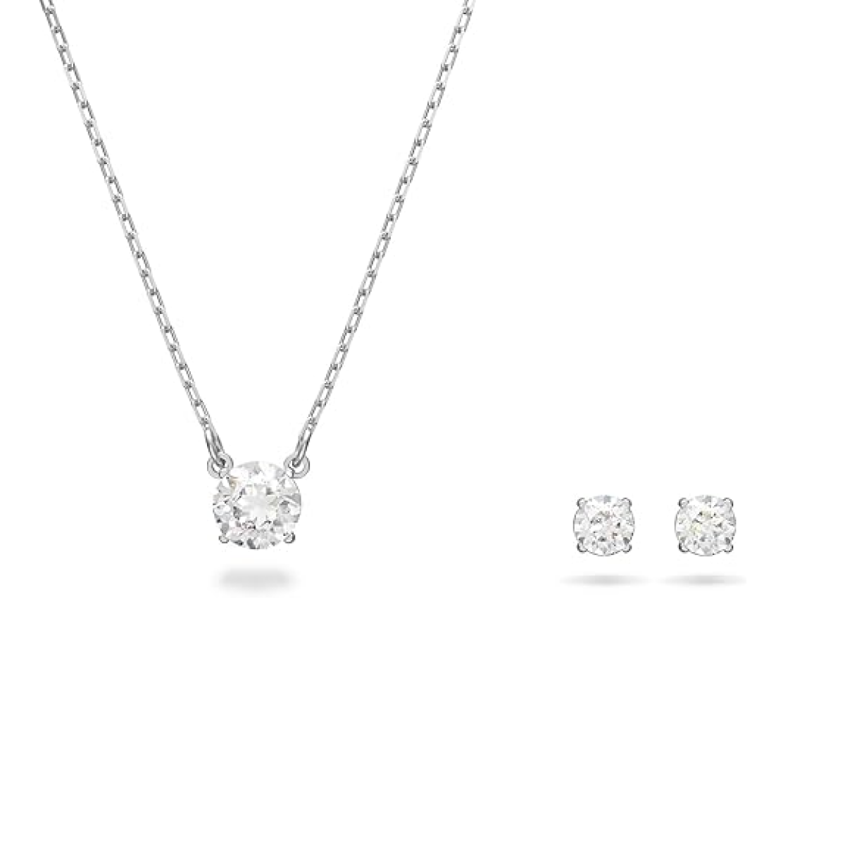 Swarovski Stilla set Round cut, White, Rhodium plated