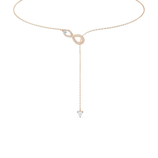 Hyperbola pendant Infinity Y, White, Rose gold-tone plated