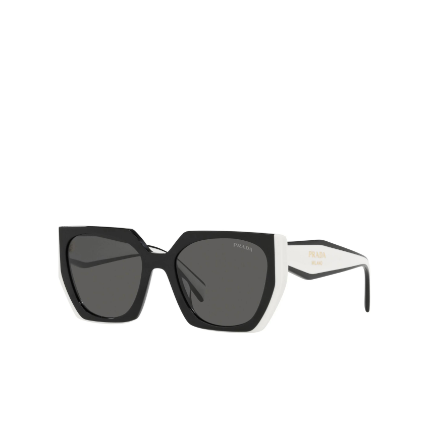 Prada Rectangle Sunglasses with Logo PR 15WS Black/Chalky White