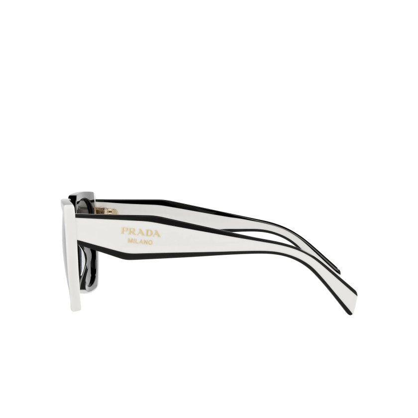 Prada Rectangle Sunglasses with Logo PR 15WS Black/Chalky White