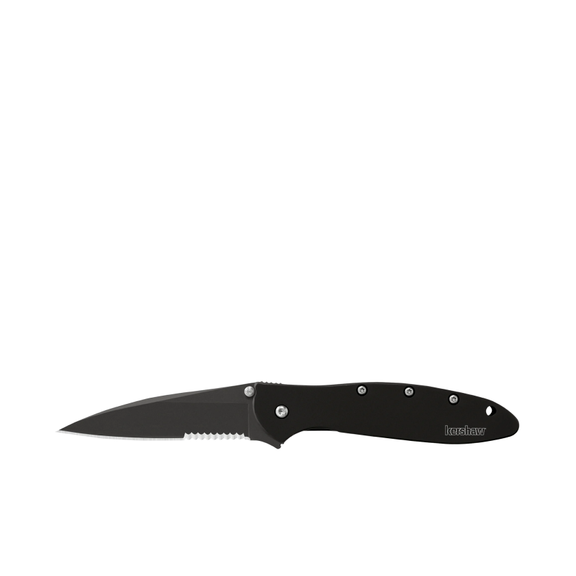 Kershaw Leek Pocket Knife Black Serrated 3" 14C28N Stainless Steel Drop Point Blade