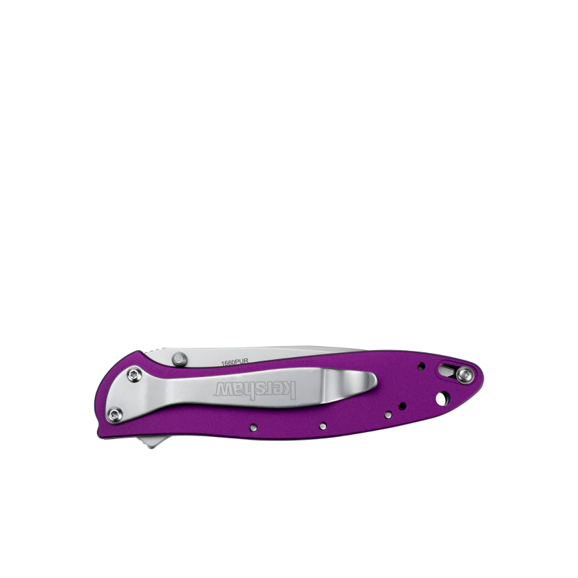 Kershaw Leek Pocket Knife Purple 3" 14C28N Stainless Steel Drop Point Blade